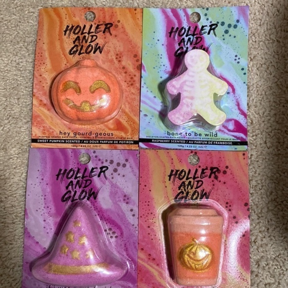 Holler and glow Halloween theme bath fizzer bombs lot